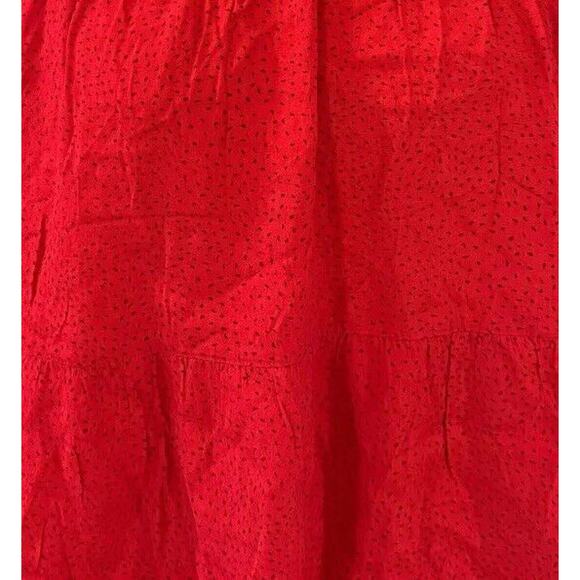 Gap Blouse Top Womens Medium Red Pleated Tiered Long Sleeve Back Keyhole Button - Picture 2 of 6